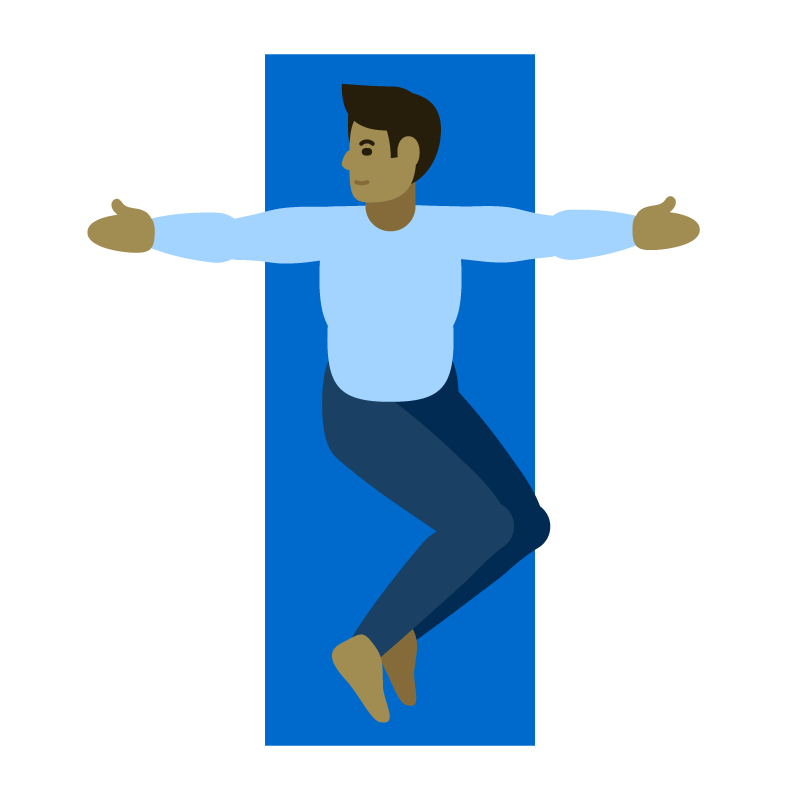 Illustrated figure demonstrating gentle stretching and low-impact movement